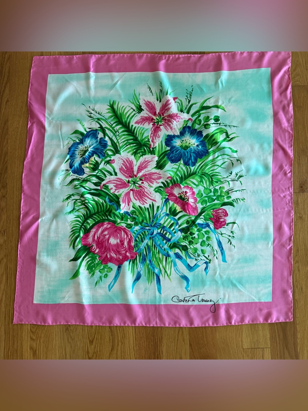 Vintage Carlton Varney 100% Silk Floral Scarf Grand Hotel Shops Mackinac Island